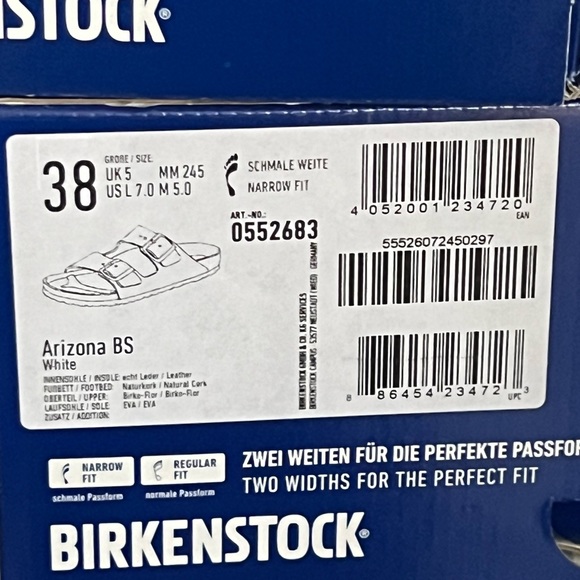 Birkenstock White Arizona Slide Shoe- Size 38 - Picture 11 of 13
